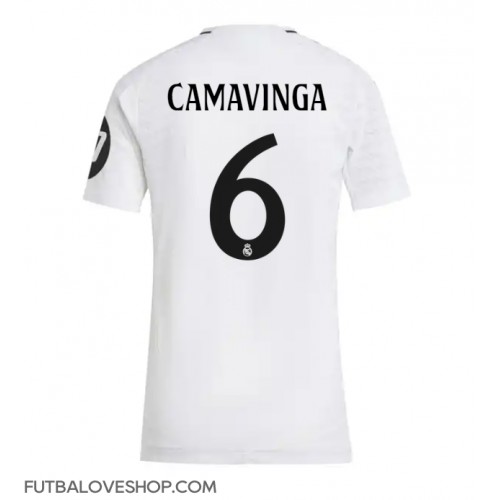 Dres Real Madrid Eduardo Camavinga #6 Domáci pre Ženy 2024-25 Krátky Rukáv